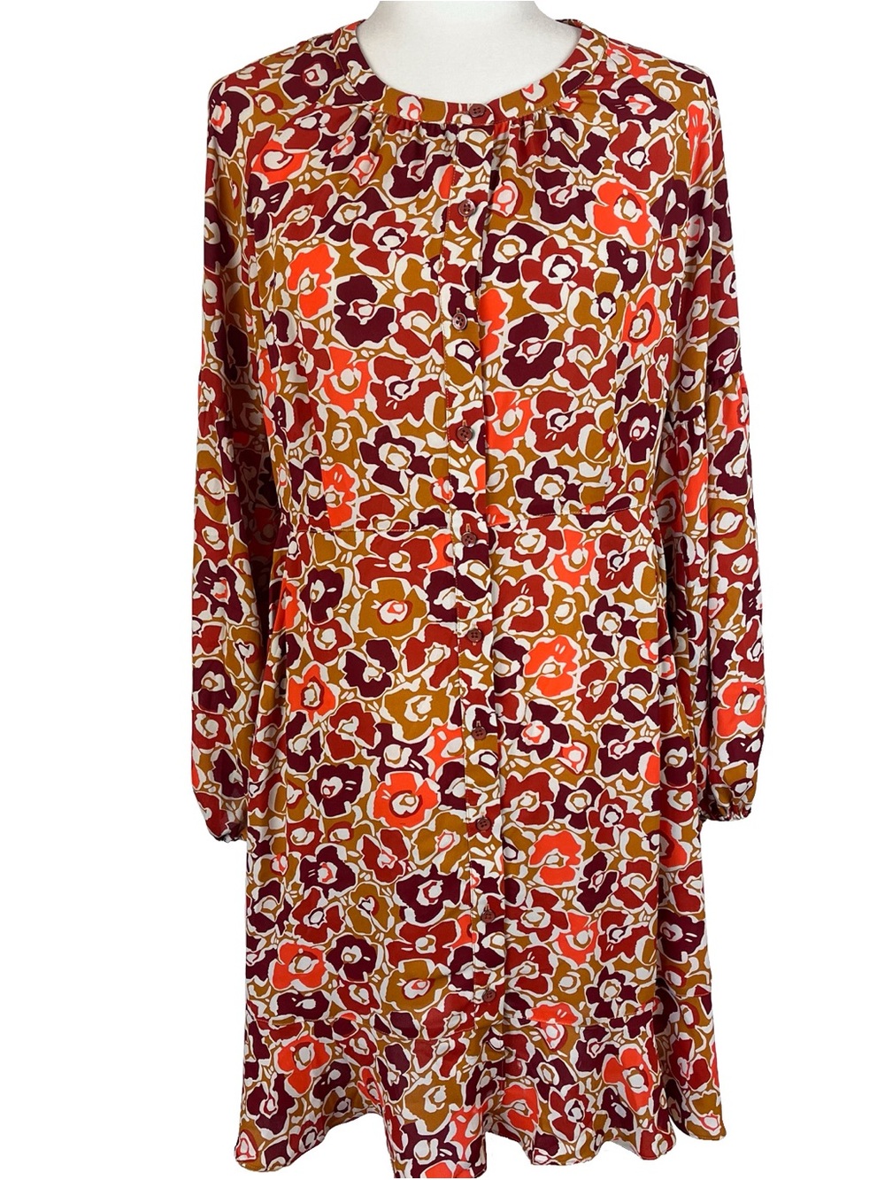 Cabi Womens Daydream Midi Dress Retro Floral Print Ruffle Hem Pockets Size Small